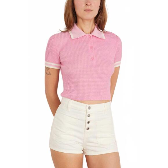 NEW SIMKHAI whitten short sleeve polo in sorbet multi